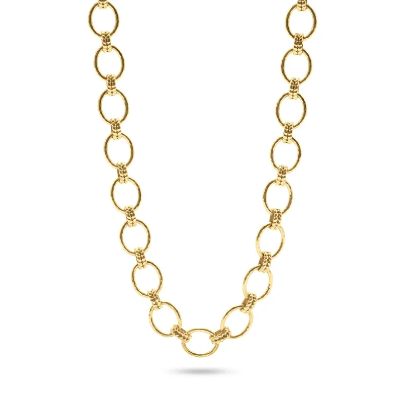 Cute Heart Pendant Necklace-Cleopatra Grande Link Necklace, 16"+2'' - Gold