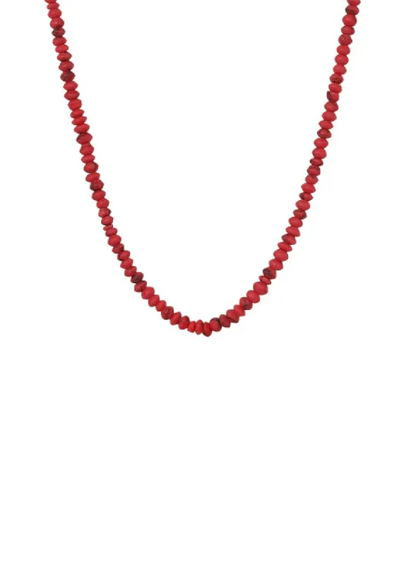 Elegant Multi-Chain Necklace-Sidekick Beaded Necklace - Red