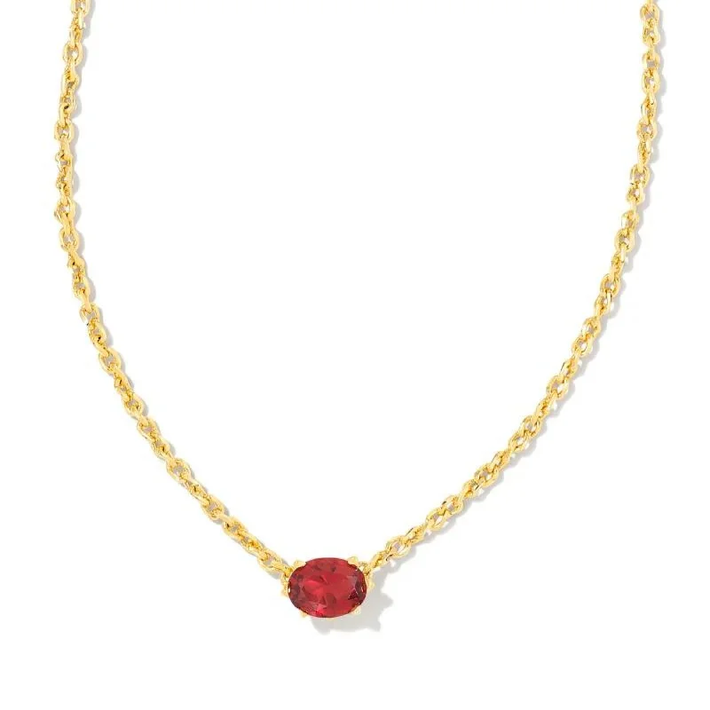 Customizable Gold Necklace-Kendra Scott | Cailin Gold Pendant Necklace in Burgundy Crystal