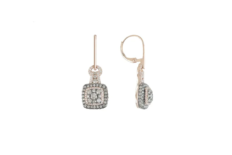 Sparkling Swarovski Earrings-LeVian 1.61 ctw Chocolate and Vanilla Diamond Earrings Strawberry Gold