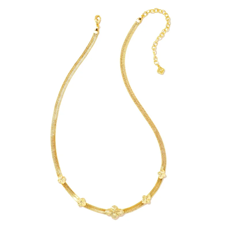 Adjustable Crystal Necklace-Kendra Scott | Abbie Herringbone Necklace in Gold