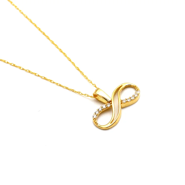 Simple Pendant Necklace-Real Gold Infinity Stone Necklace 0157 CWP 1789