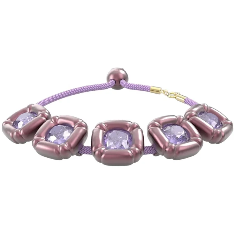 Customizable Gemstone Bracelet-Swarovski Women's Bracelet - Dulcis Rose Gold Tone Cushion Cut Purple Stone | 5613731