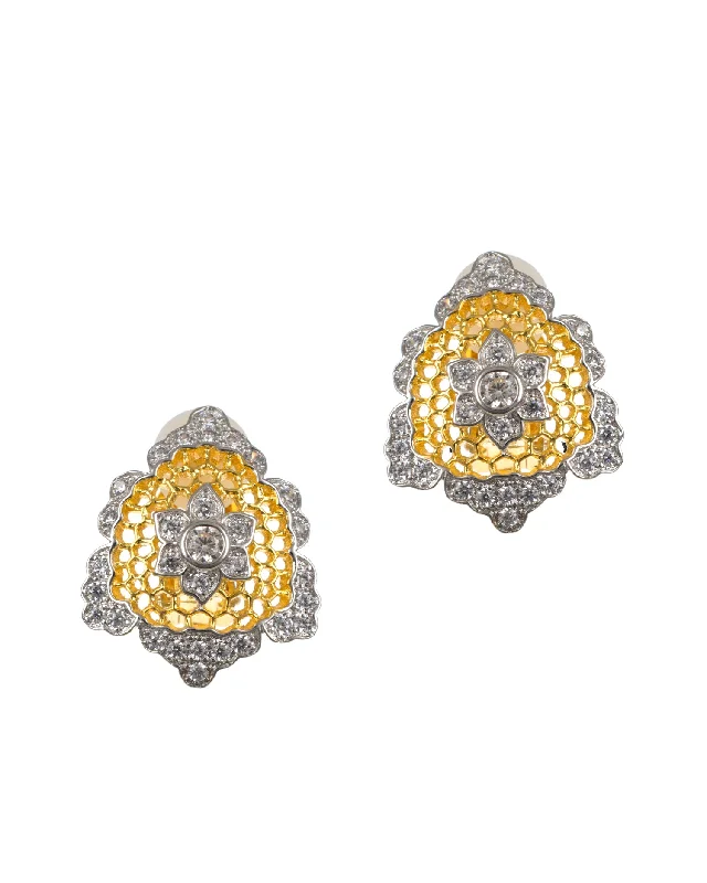 Ethnic Style Earrings-Pave Shield Earrings