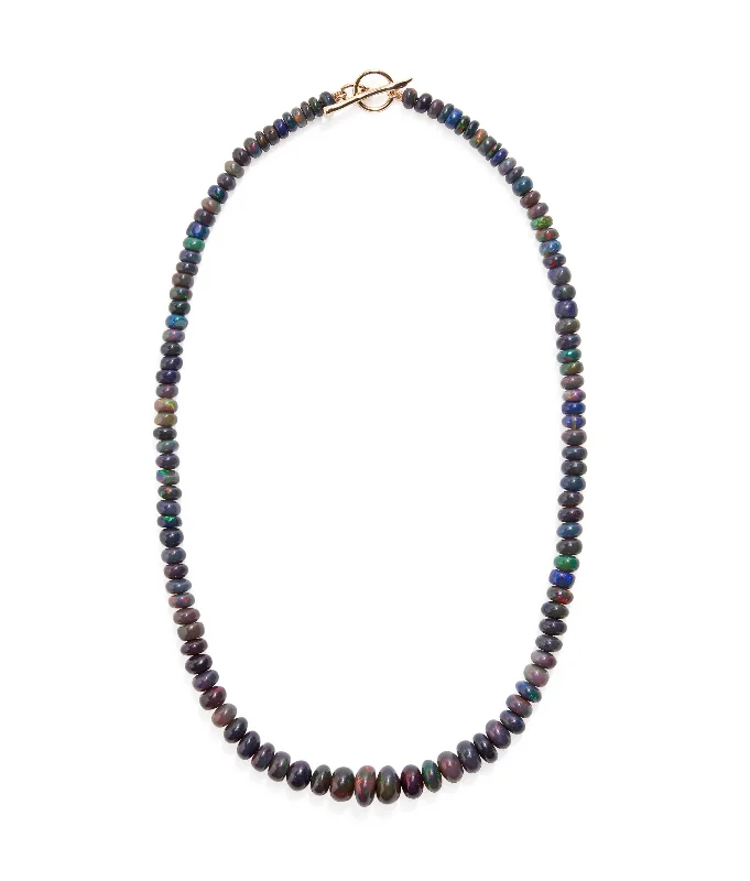 Stylish Heart Necklace-Black Opal & 14k Gold Necklace