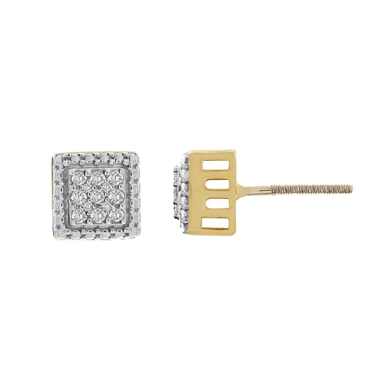 Rhinestone Stud Earrings-LADIES STUD EARRINGS 0.15CT ROUND DIAMOND 10K YELLOW GOLD