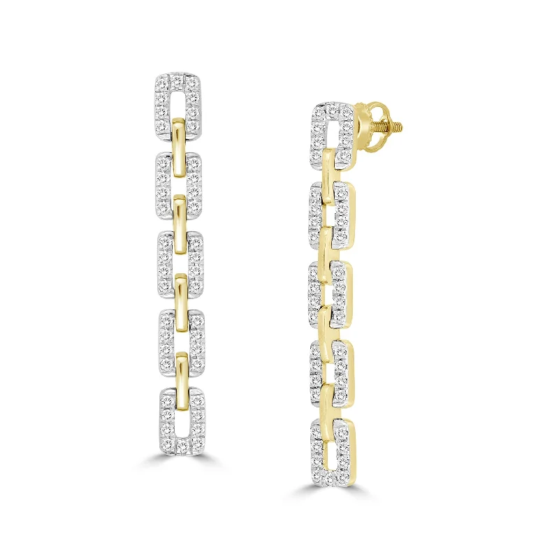 Customizable Earrings-LADIES EARRINGS 0.50CT ROUND DIAMOND 10K YELLOW GOLD