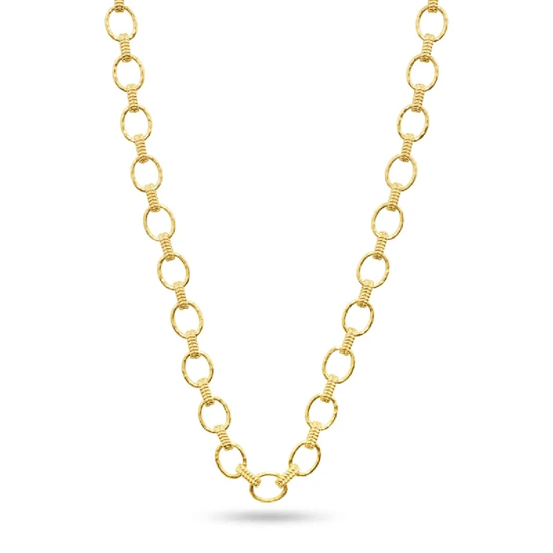 Elegant Diamond Necklace-Cleopatra Small Link Necklace, 16"+2" - Gold