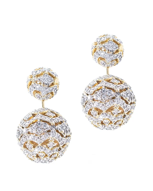 Embellished Earrings-Double Sided Lace Pearl Earrings