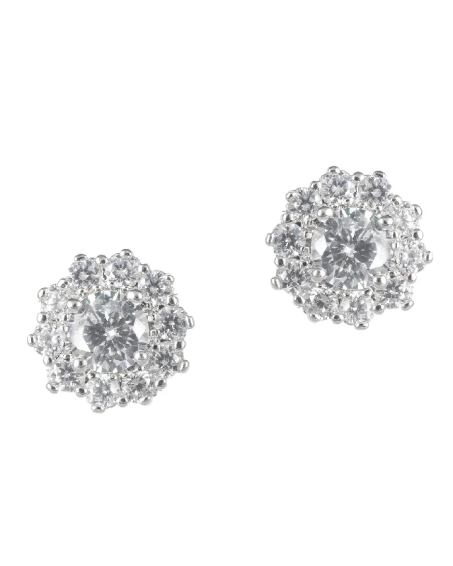 Silver Stud Earrings-Round CZ Stud Earrings