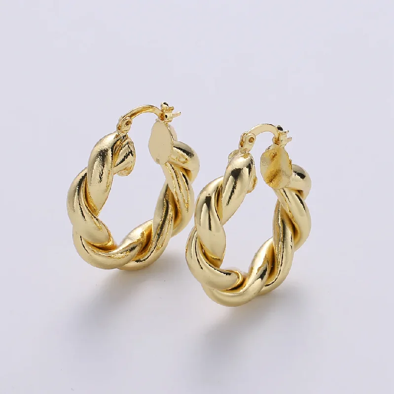 Gothic Style Earrings-Gold Filled Twisted Hoop Earrings