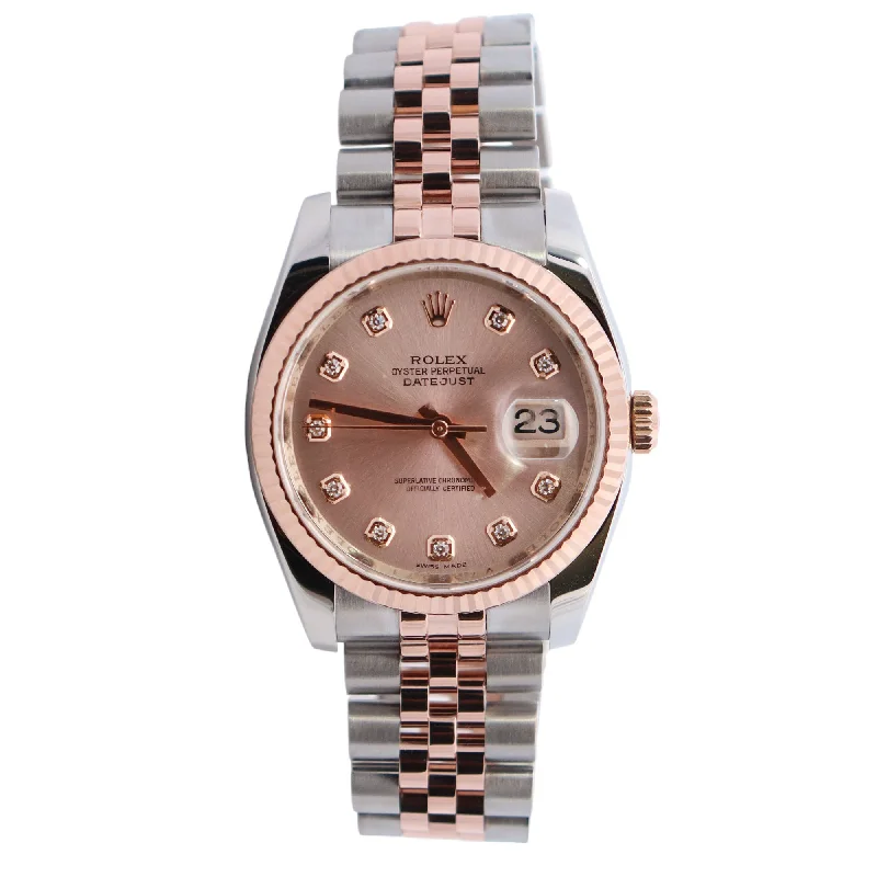 Men's Watch with Day of the Week-Rolex Datejust 36mm Pink Dial Watch Ref# 116231