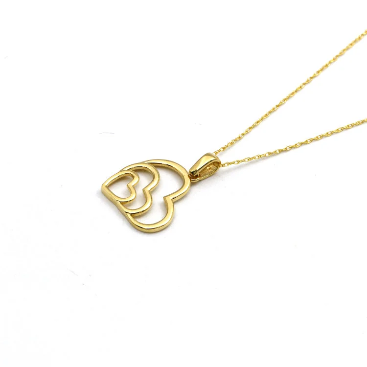 Gold Circle Necklace-Real Gold 3 Inside Heart Necklace - Model 0285 CWP 1973