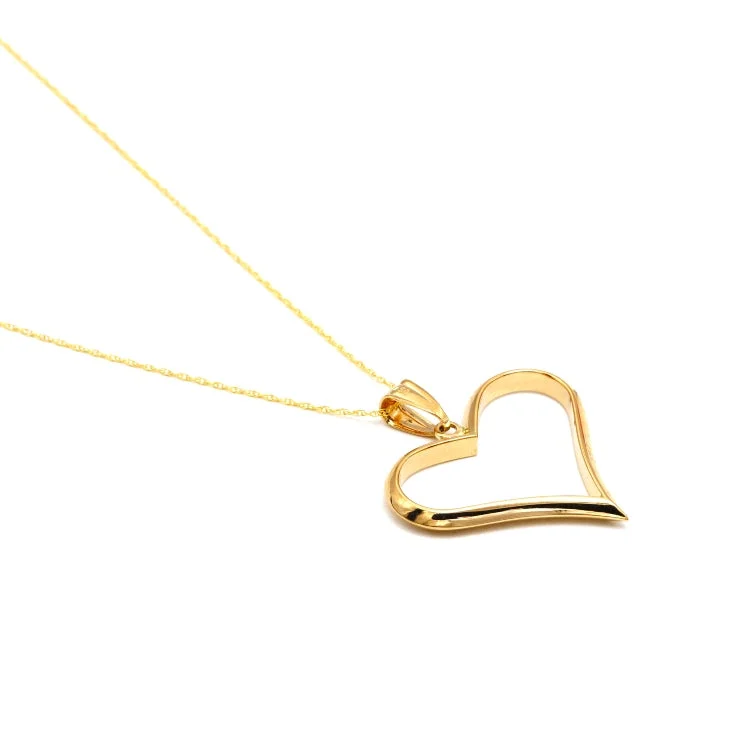 Silver Chain Necklace for Women-Real Gold 3D Big Heart Necklace - Model 1823 CWP 2011