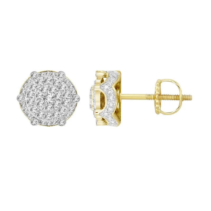 Diamond Drop Earrings-LADIES EARRINGS 0.35CT ROUND DIAMOND 10K YELLOW GOLD