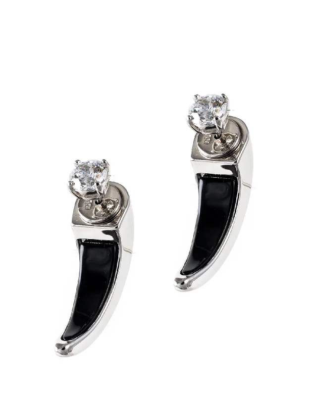 Fashion Drop Earrings-Black Resin Claw Front to Back Earrings