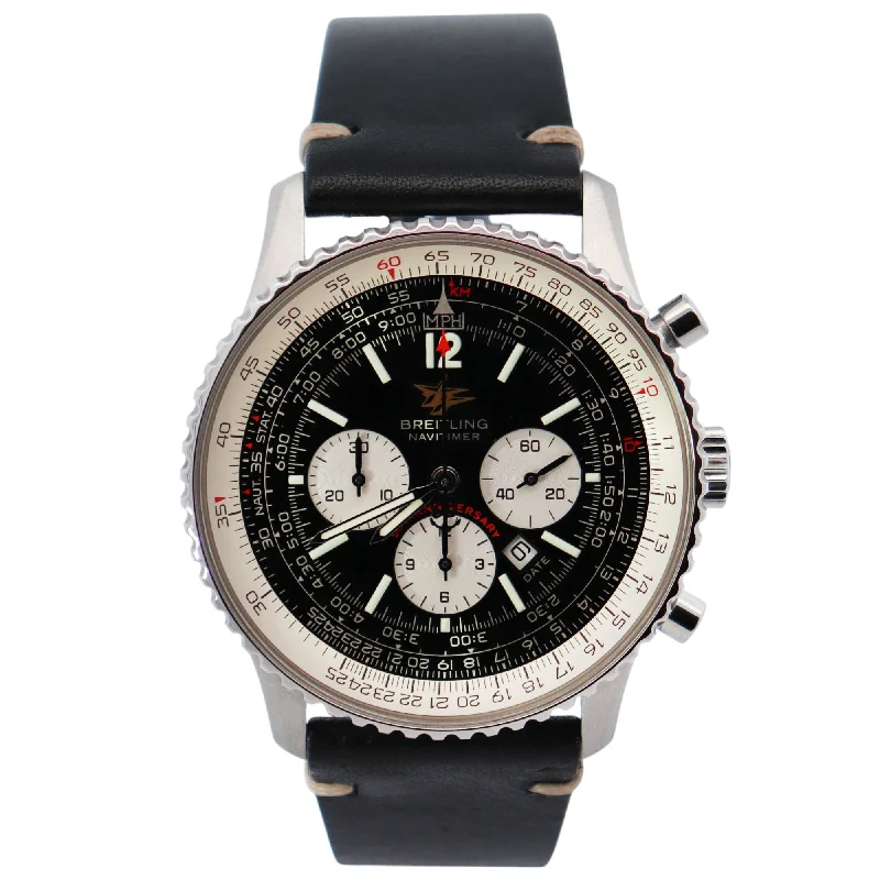 Black Smartwatch with Fitness Tracker-Breitling Navitimer 42mm Black Dial Watch Ref# A41322