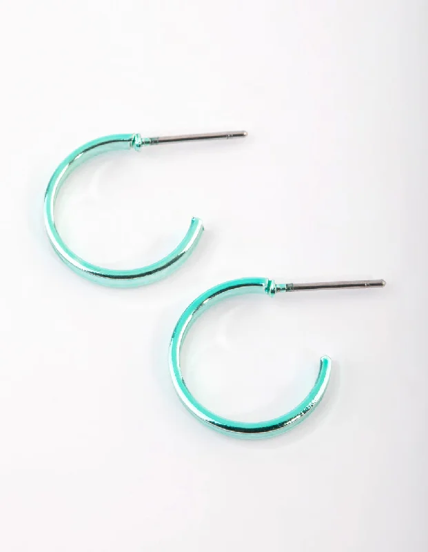 Cute Pearl Earrings-Matte Metallic Huggie Hoop Earrings