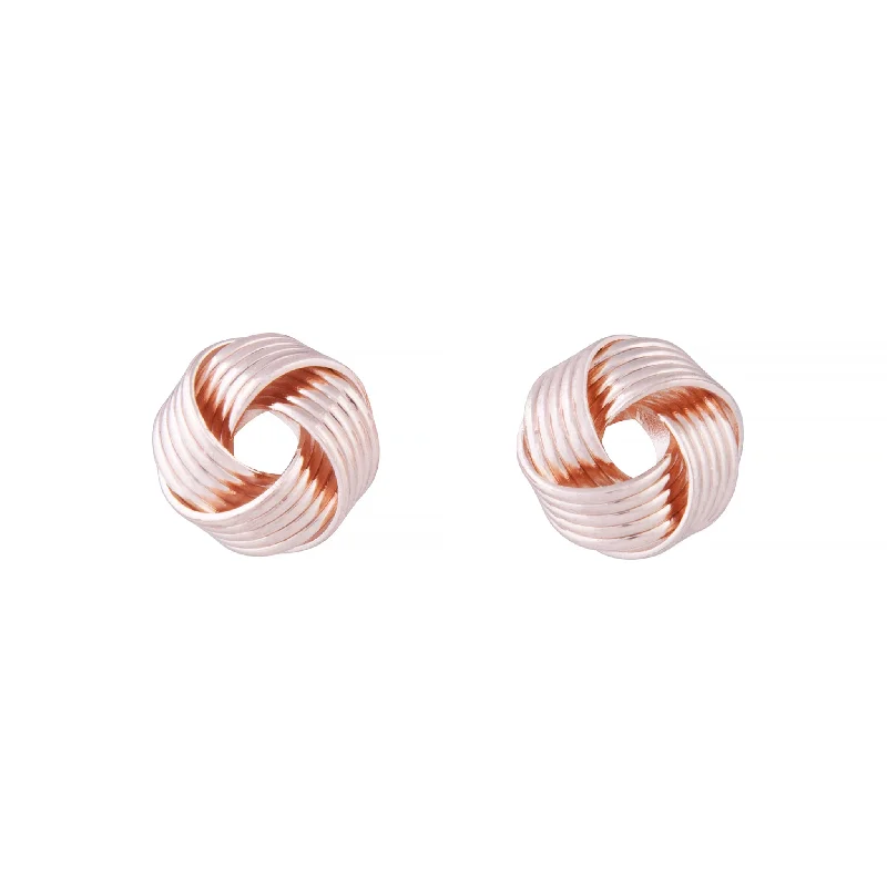 Classic Pearl Earrings-Rose Gold Small Twisted Knot Stud