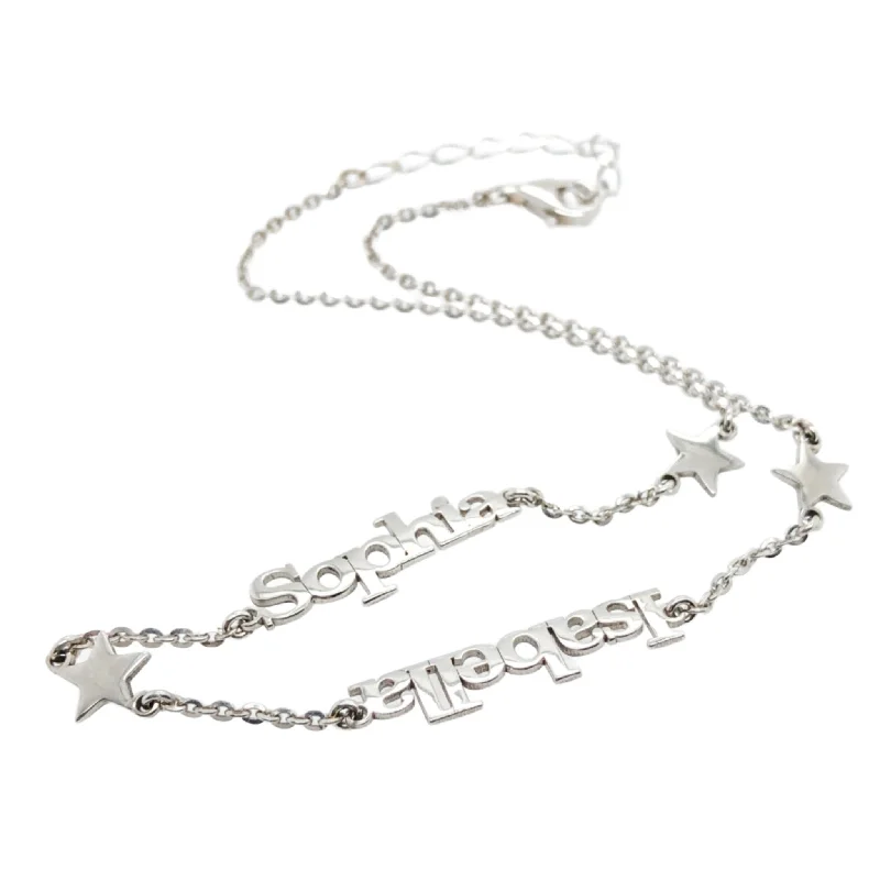 Crystal Necklace-SS 18" Personalized Necklace With 2 Names and Star