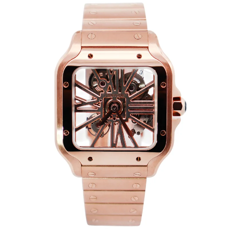 Customizable Classic Watch-Cartier Santos 39.8mm Skeleton Dial Watch Ref# WHSA0016