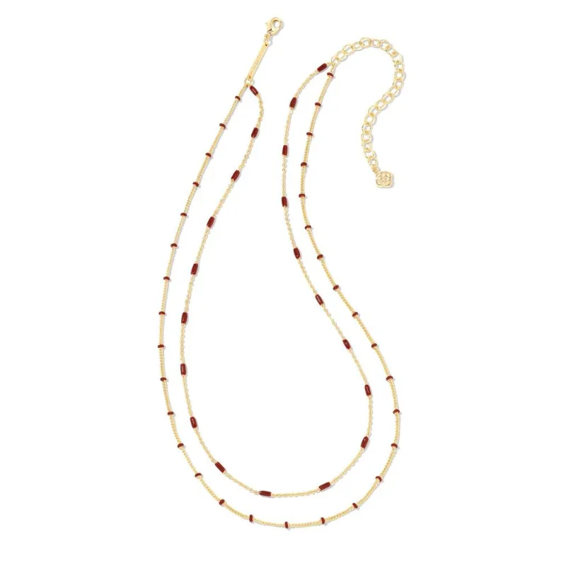 Gold Chain with Pendant-Kendra Scott | Dottie Multi Strand Necklace in Burgundy