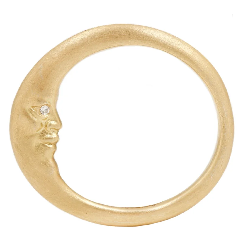 Gold Crescent Moonface Ring