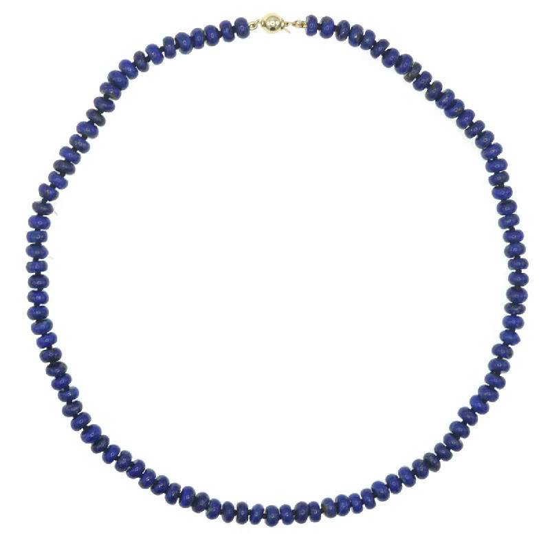 Cute Charm Pendant Necklace-Beaded Lapis Necklace - Medium Size