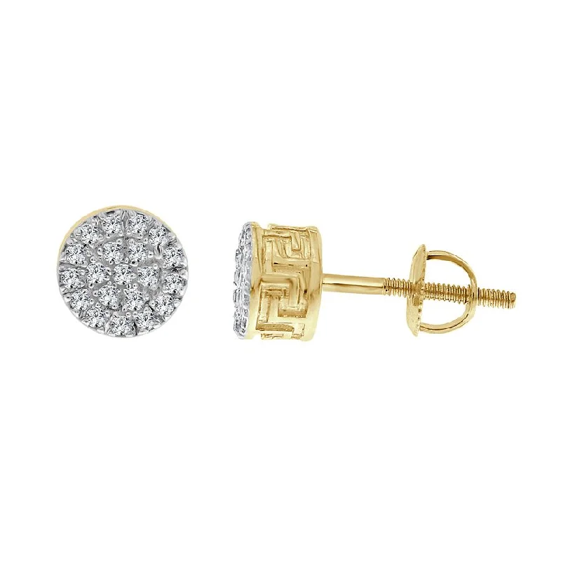 Bohemian Earrings-LADIES STUD EARRINGS 0.10CT ROUND DIAMOND 10K YELLOW GOLD