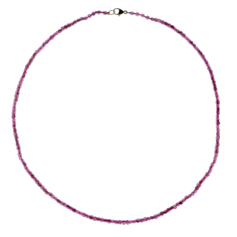 Classic Crystal Necklace-Moody Micro Necklace - Purple Garnet