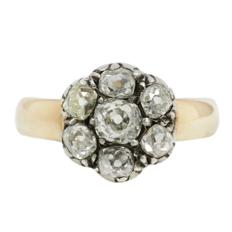 Mixed Metal Diamond Flower Ring