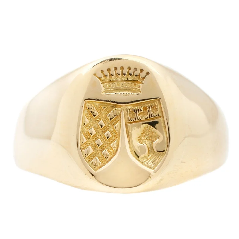 Gold Double Shield Signet Ring