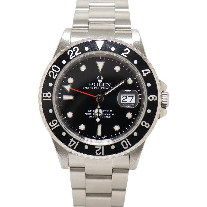 Women’s Fashionable Watch-Rolex GMT-Master II 40mm Black Dial Watch Ref# 16710