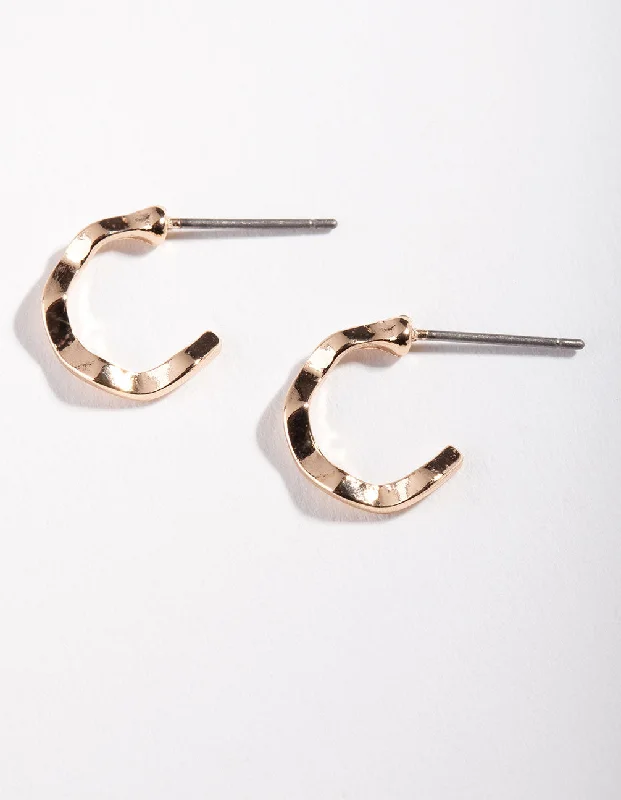 Dainty Gold Earrings-Gold Squiggle Hoop Earrings