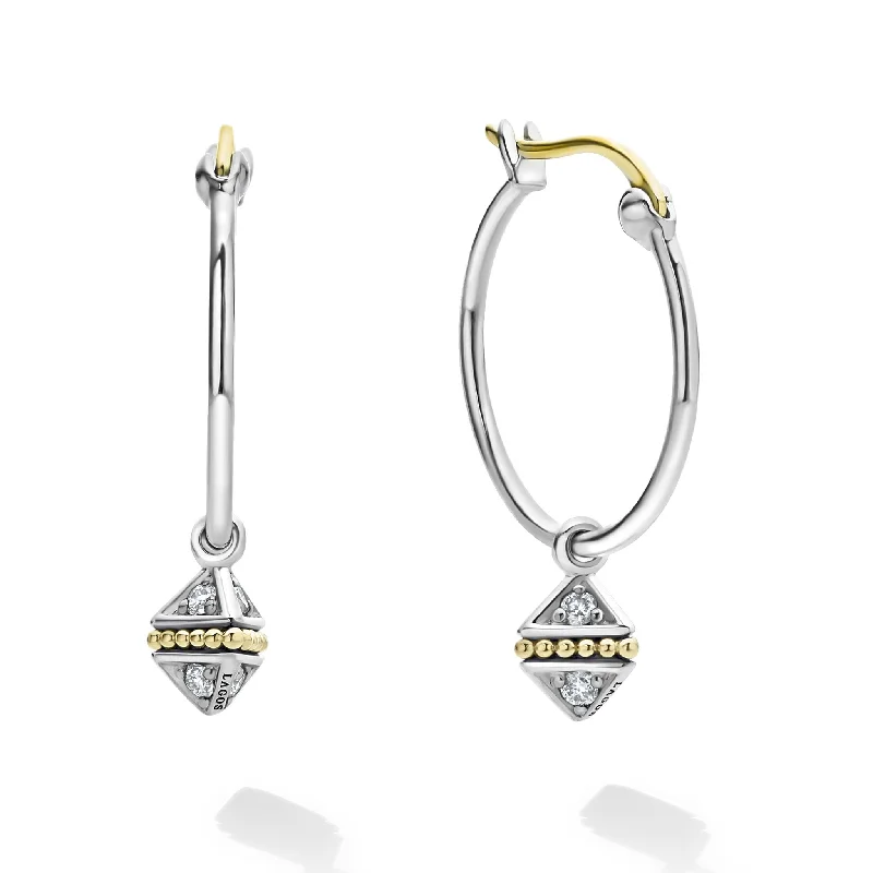 Embellished Earrings-KSL Charm Diamond Hoop Earrings