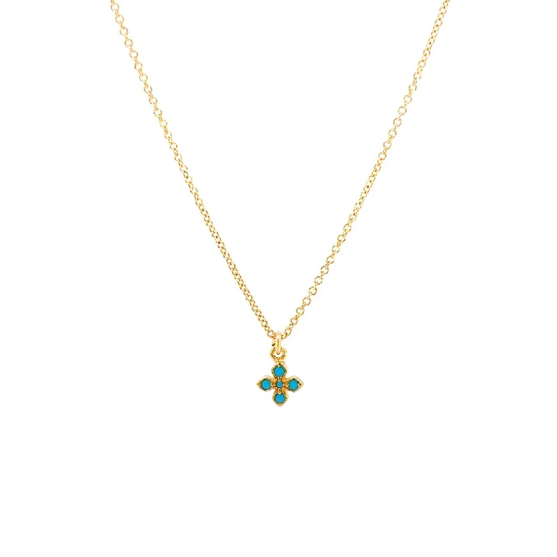 Minimalist Necklace-Tiny Turquoise Cross Necklace