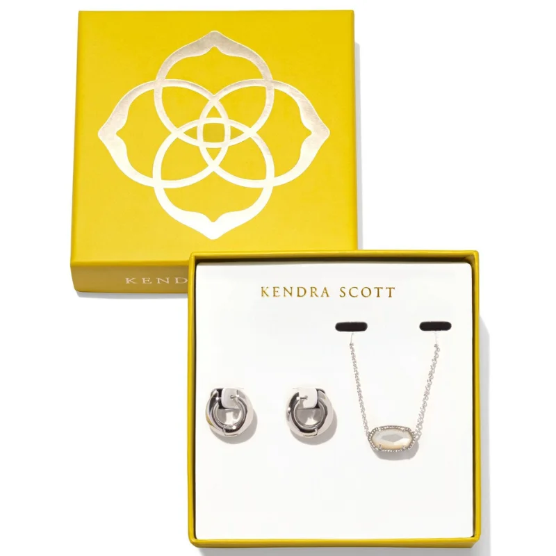 Classic Pearl Necklace-Kendra Scott | Elisa Necklace & Mikki Earring Gift Set in Silver and Ivory Mother Of Pearl