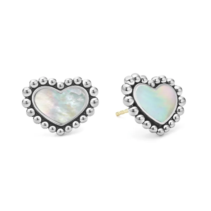 Adjustable Earrings-Maya Mother of Pearl Heart Stud Earrings