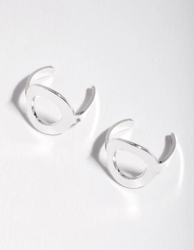 Metal Hoop Earrings-Silver Solid Ear Cuff Pack