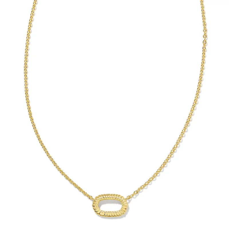 Black Pendant Necklace-Kendra Scott | Elisa Gold Ridge Open Frame Short Pendant Necklace