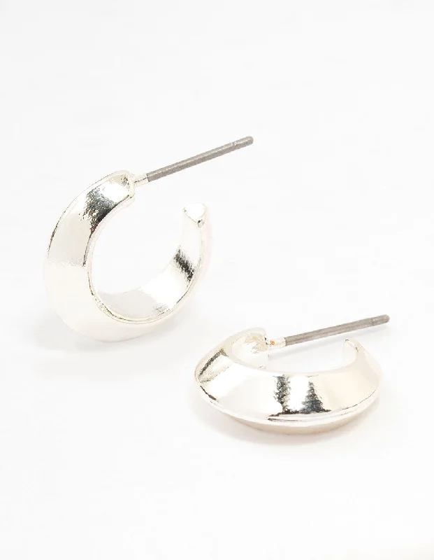 Cool Cuff Earrings-Silver Pointed Huggie Earrings