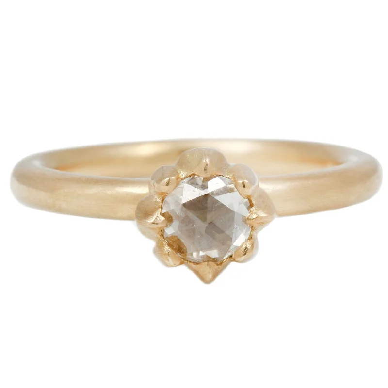 Diamond Solitaire Fleur Ring