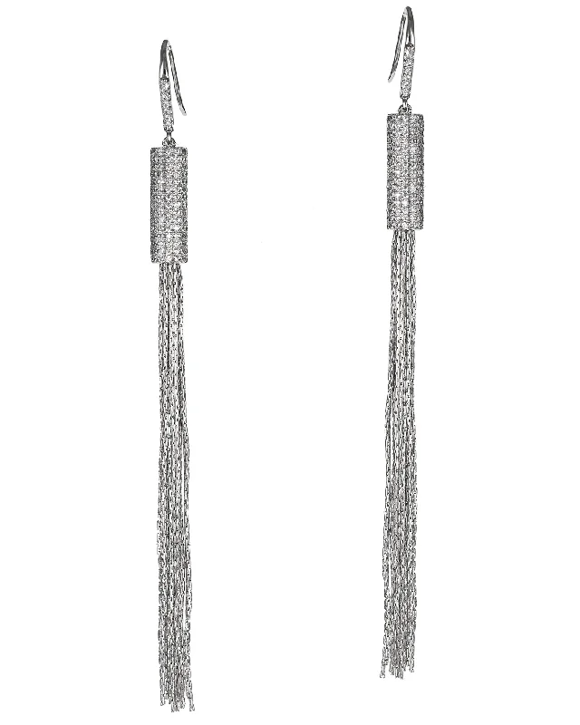 Luxury Pearl Earrings-Pave CZ and Fringe Earrings