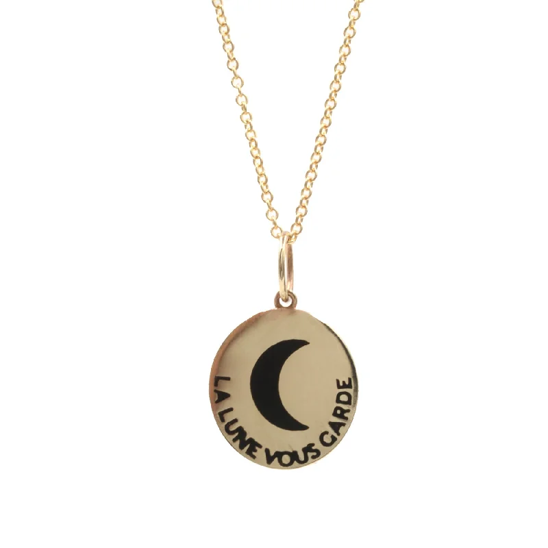 Adjustable Silver Necklace-La Lune Vous Garde Necklace