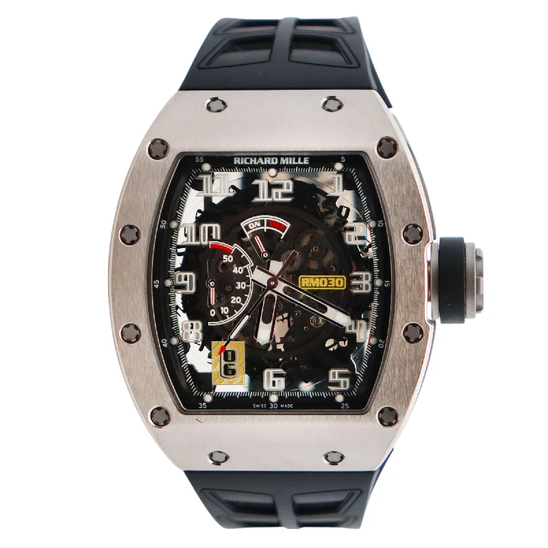 Analog Watch for Men with Date-Richard Mille RM 030 42mm Openwork Dial Watch Ref# RM030