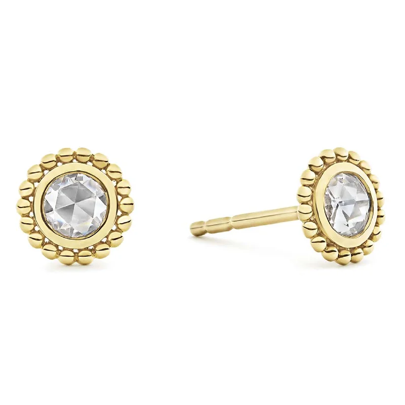 Crystal Hoop Earrings-Covet Medium Rose Cut Diamond Stud Earrings