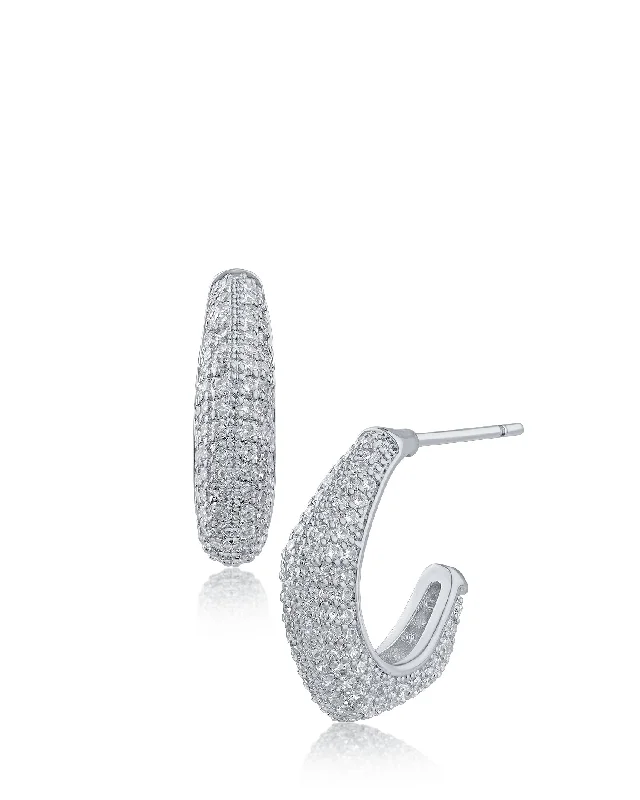 Diamond Drop Earrings-Pave Hexagon Hoop Earrings