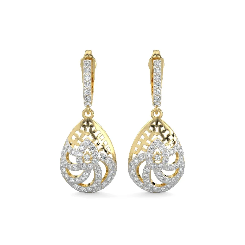 Luxury Chandelier Earrings-Diamond Earrings 0.83 cts TW 18k Gold