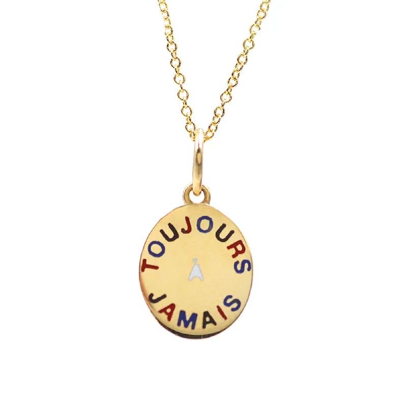 Simple Crystal Pendant Necklace-Enamel Toujours et A Jamais Necklace