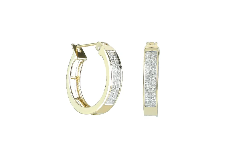 Colorful Tassel Earrings-1 ctw Princess Cut Diamond Hoop Earrings